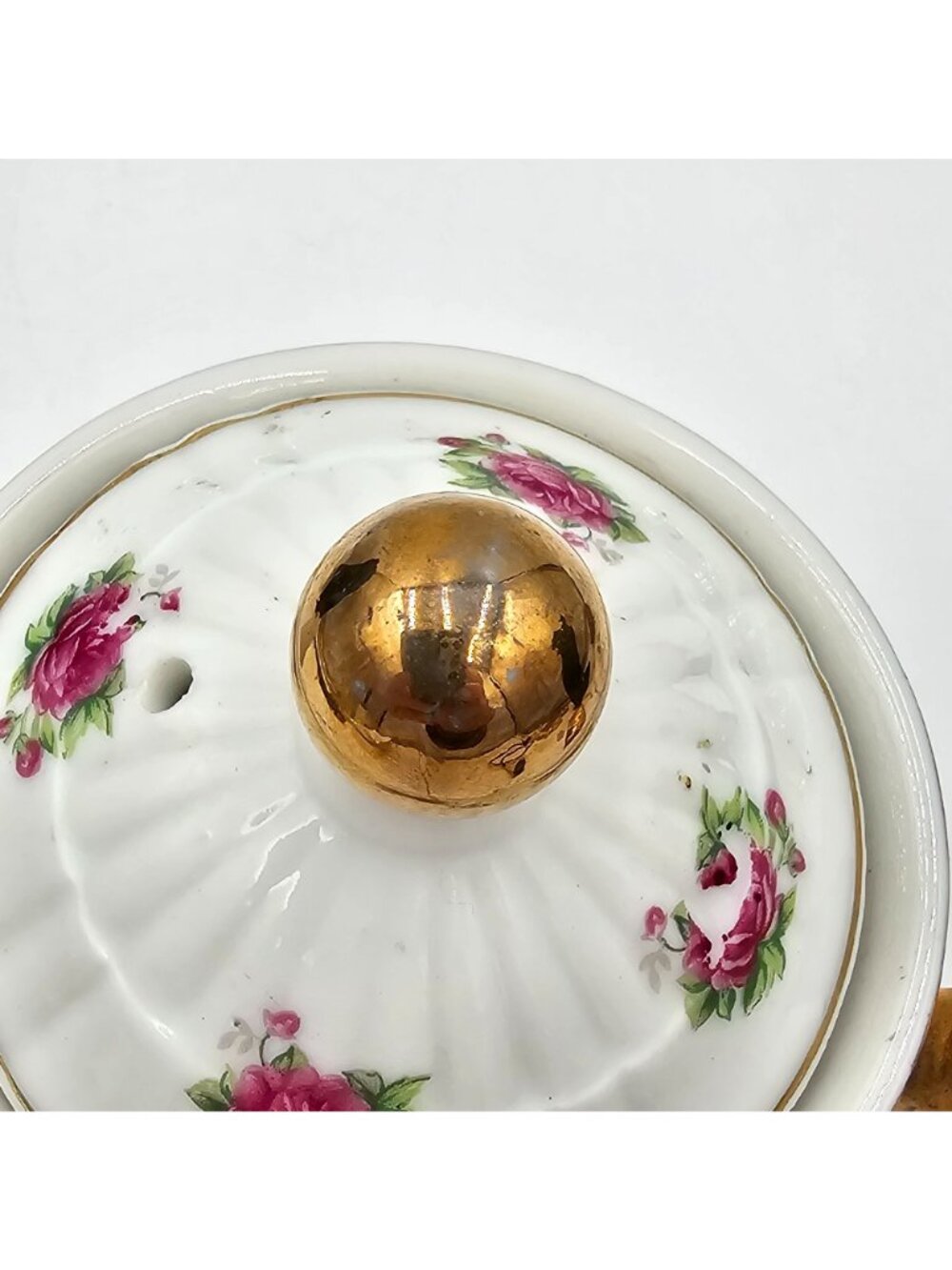Vtg Minamiyama Seitosho Electric Teapot Rose Pattern Gold Accents Plug Included - Picture 9 of 15